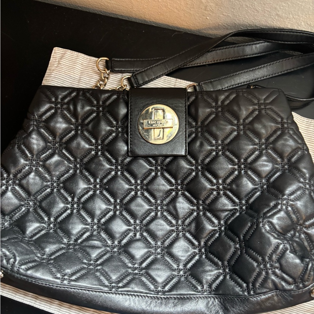 Black leather quilted Kate Spade purse